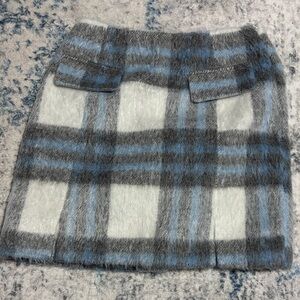 Versona Blue and Gray Plaid Mini Skirt